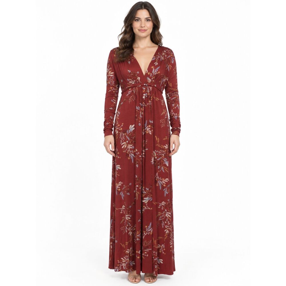 Rachel Pally Long Sleeve Full Length Caftan Maxi Dress In Garland M